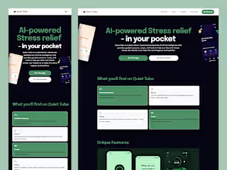 Quiet Tube - AI powered stress relief app landing page