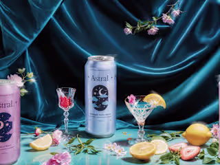 Astral, elegant, dreamy sparkling water branding