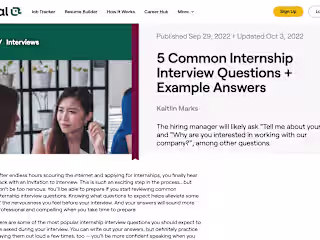 5 Common Internship Interview Questions + Example Answers