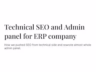 Technical SEO and Admin panel for ERP company