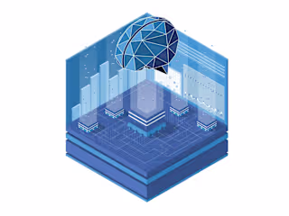 Isometric concept of the financial system. Lottie animation