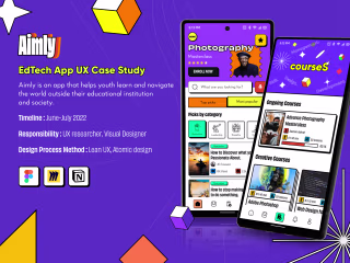 Aimly - Neobrutalism Ed-Tech App UX UI case study
