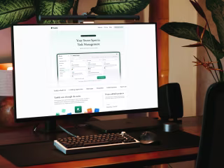 Taskily logo, SaaS dashboard concept, and landing page design