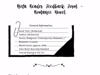Beta reading report for romance Novel