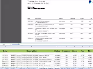 Transferring financial information to an Excel spreadsheet