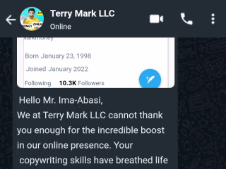 Another mind-blowing testimonial from my satisfied client