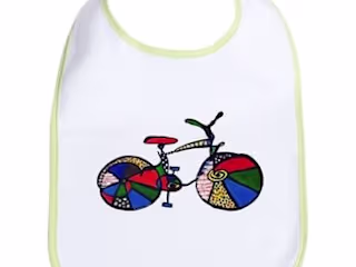 More Artsy Bike Merch! (Baby bib, water bottle, lunch bag) 