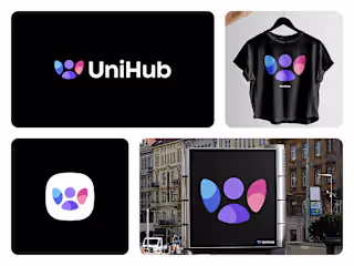 UniHub Logo Design – (U + People) for E-Learning Brand