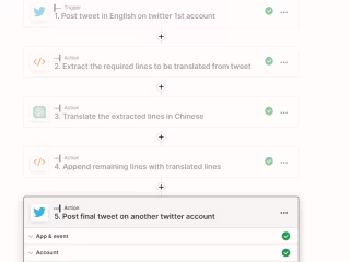 Translate Tweet, and post from one account to another