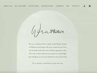 WiraPilates - Created Minimalistic Page with Custom Calendar
