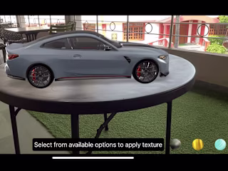 AR app displaying car 3D model 