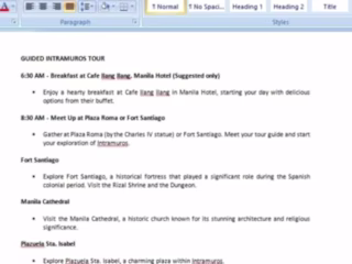 Itinerary Creation