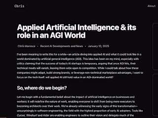Applied Artificial Intelligence & its role in an AGI World