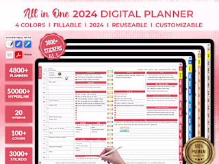 Ultimate All-in-One 2024 Dated Digital Planner, Fillable Planner