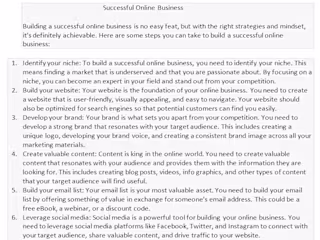 Successful Online Business