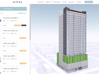 Apartment purchase page with 3D building