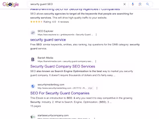 Top Ranking for "Security Guard SEO" in 2 Months