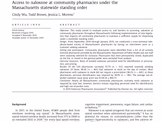 Naloxone Access at Community Pharmacies - Journal Publication