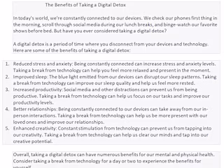 The Benefits of Taking a Digital Detox