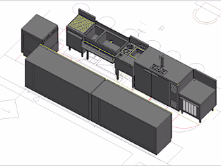 Restaurant Kitchen and Bar Floor Plans with Conceptual 3D