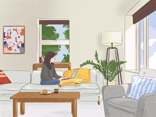 Pastel illustration Reflecting Cozy Creative Moments