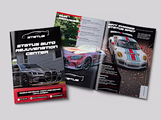 Bifold Brochure Design for Status Auto Rejuvenation Center