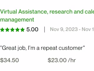 Virtual Assistance, research and calendar management