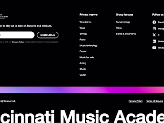 Cincinnati Music Academy webflow site