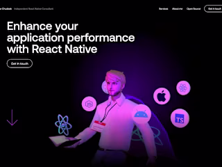 Personal portfolio for a React Native developer, made in Spline