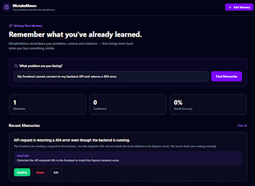 MistakeMemo — AI Long-Term Memory
MistakeMemo
