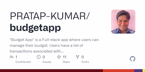 GitHub - PRATAP-KUMAR/budgetapp: "Budget App" is a Full-stack a…