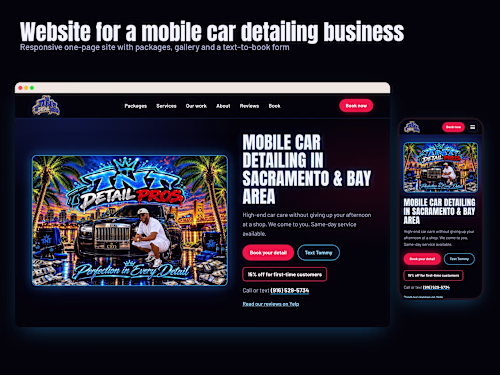 Website for a mobile car detailing business