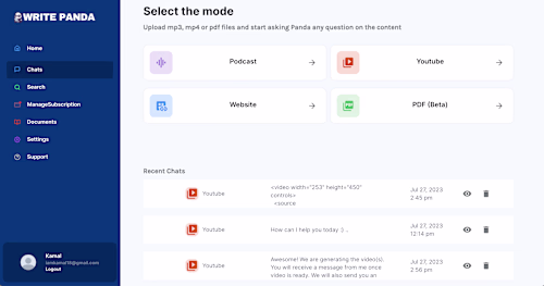 An AI app for Podcasters/ Youtubers to repurpose their content