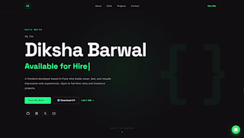 Personal branding website showcasing skills,
