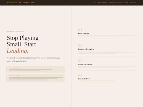 Full homepage copy written for