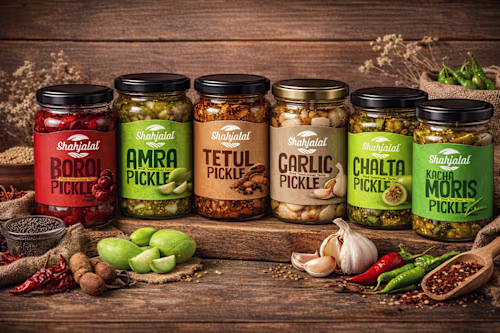 Traditional Pickle Label Design & Glass Jar Packaging