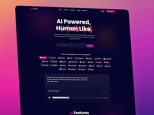 Accoust - AI Voicer Landing page / Home page