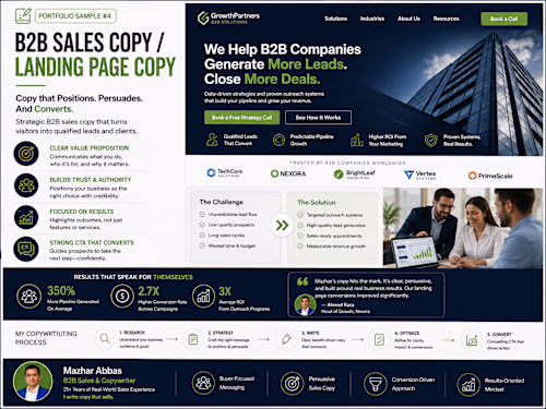 B2B Sales Copy / Landing Page Copy