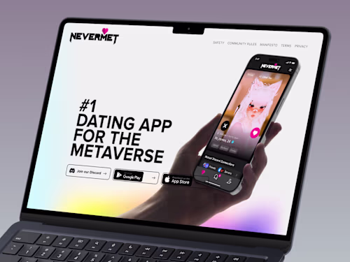 Nevermet app landing page
