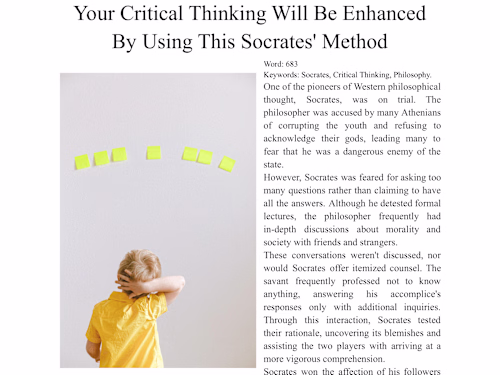 Your Critical Thinking Will Be Enhanced By Using This Socrates' 