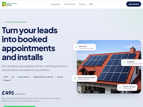 BPE Installer Machine: Landing Page for Renewable Installers