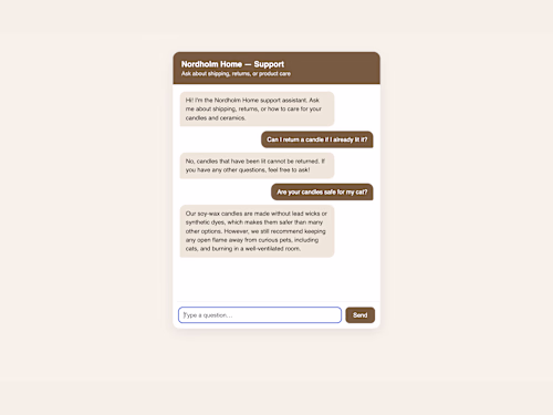 AI customer support chatbot for