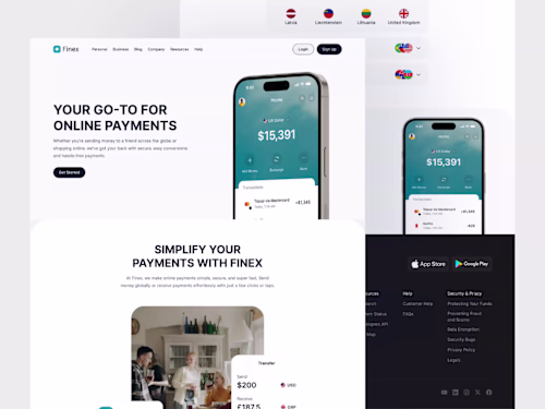 Finex - International Money Transfer Landing Page
