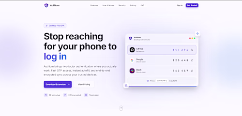Authium is a desktop-first two-factor