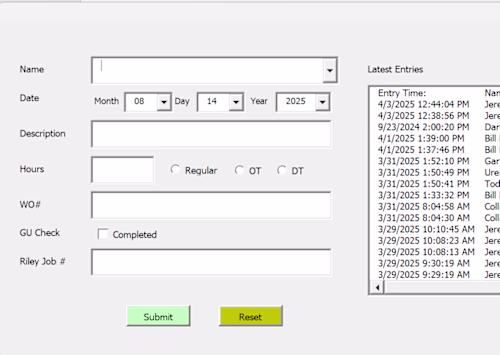 Data Entry Form / Database management in Excel
