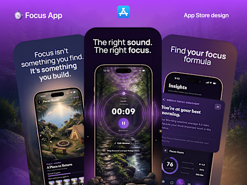 Focus App - App Store Screenshots for a Focus Timer App
