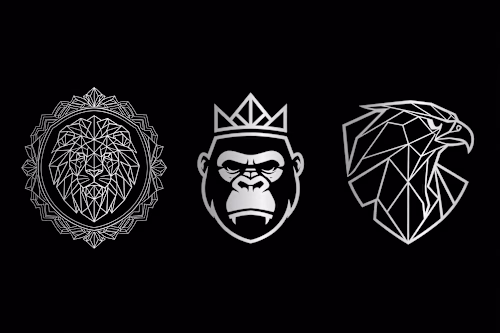 Geometric Animal Icon Logos - Lion Gorilla Falcon Streetwear...
