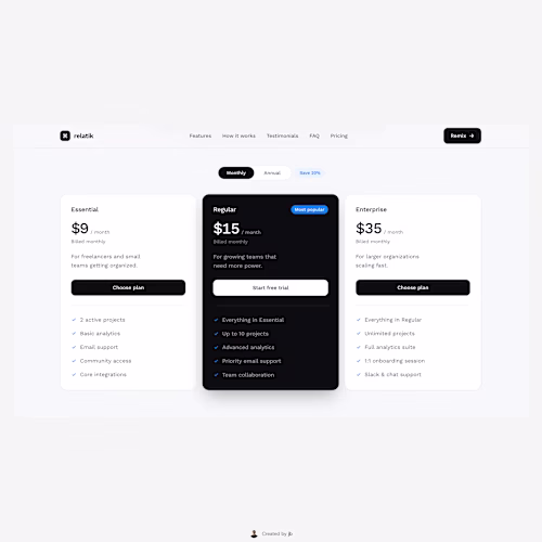 Pricing section from Relatik (https://relatik.framer.website...