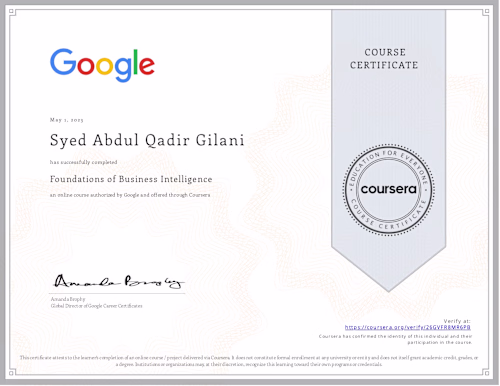 Completed Google's Foundations of Business