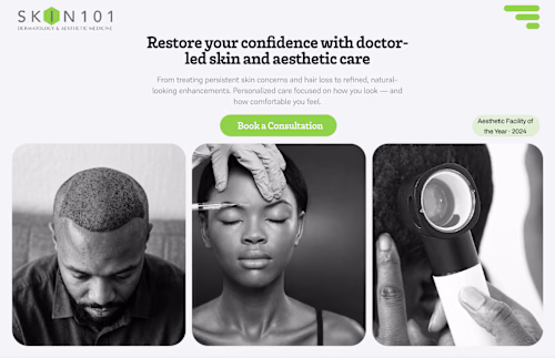 A hero section redesign for a medspa brand.